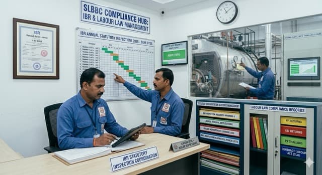 Engineer reviewing compliance documents and checklists